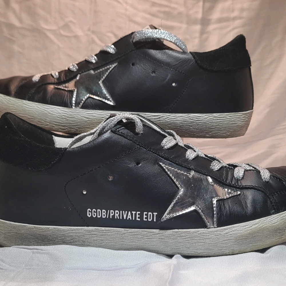 Golden Goose Black and Silver Sneakers